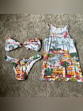 2/$25 🏴‍☠️ Brasil Tropical Print Bikini & Tank Top Set - Multicolor